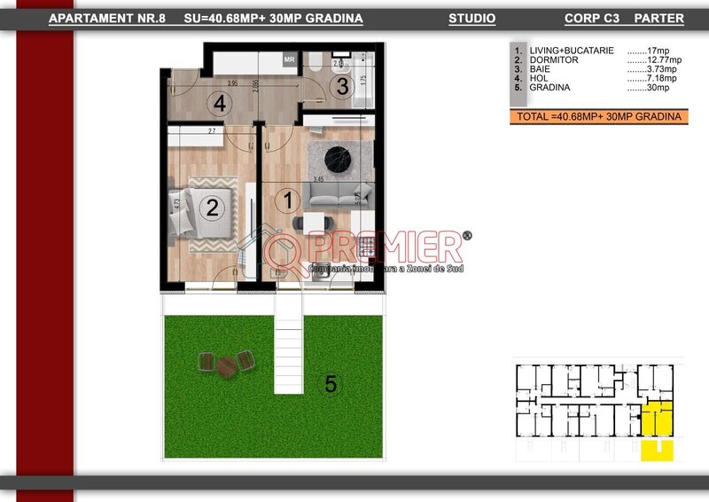 Berceni 10 minute Metrou Berceni - 2 camere cu Gradina  53990 Euro